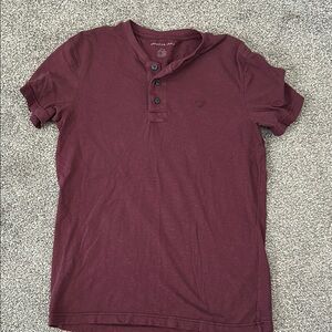American Eagle Maroon Henley Shirt